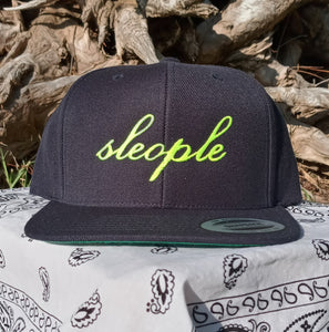 Navy Blue Snap-Back W/ Neon Green sleople Embroidery