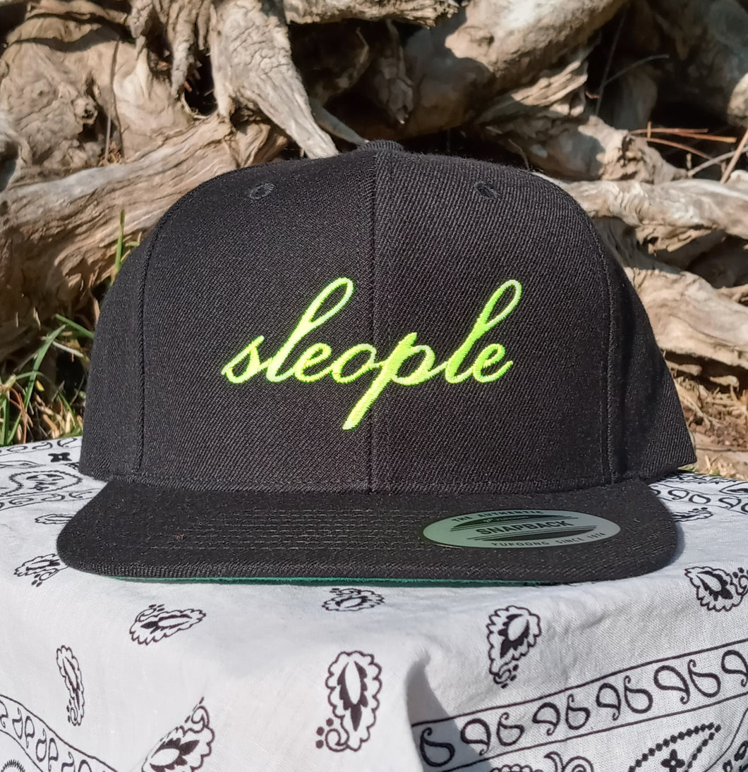 Black Snap-Back W/ Neon Green sleople Embroidery