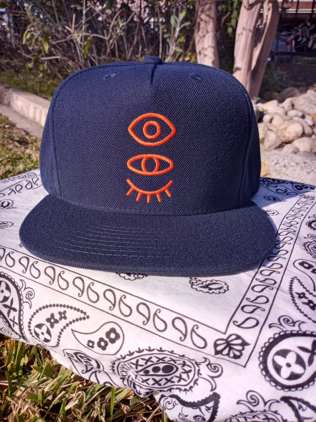 Navy Blue (five crown) Snap-Back W/ Burnt Orange Eyevate Eyecon