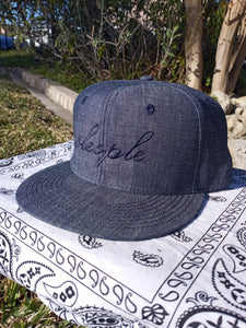 Denim Snap-Back W/ Navy Blue sleople Embroidery