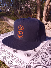 Load image into Gallery viewer, Navy Blue (five crown) Snap-Back W/ Burnt Orange Eyevate Eyecon
