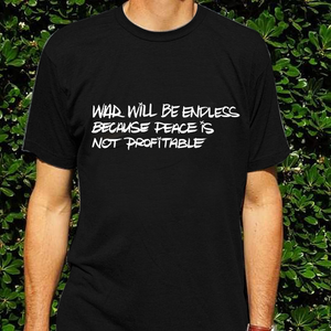 Men's Black Short Sleeved war will be endless T-Shirt