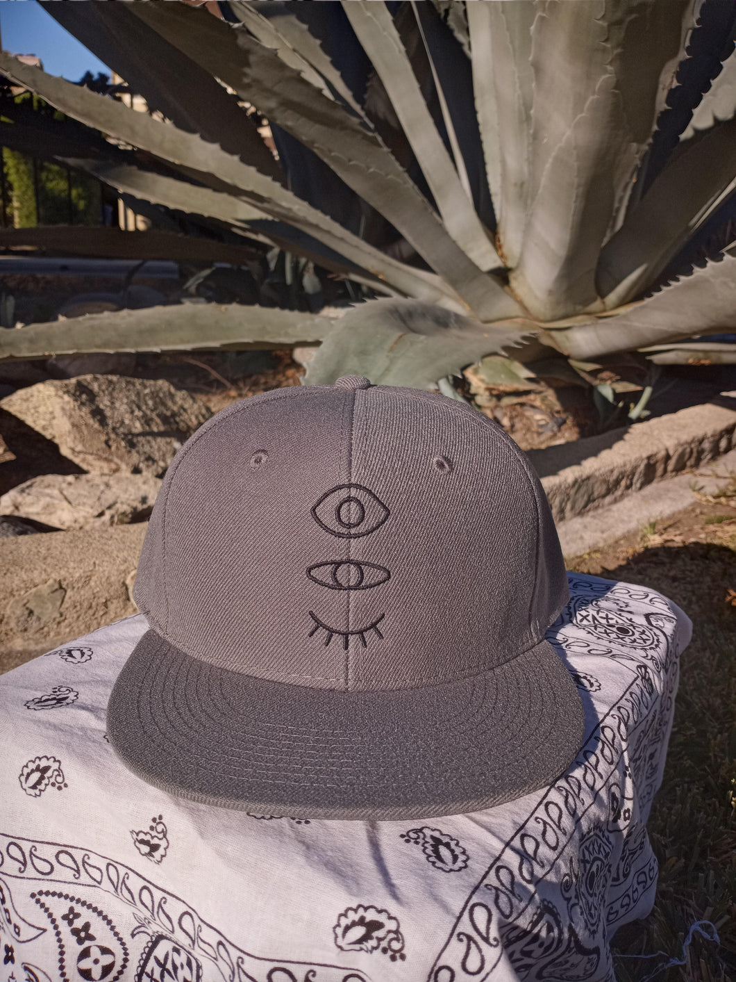 Grey Snap-Back W/ Black Eyevate Eyecon Embroidery